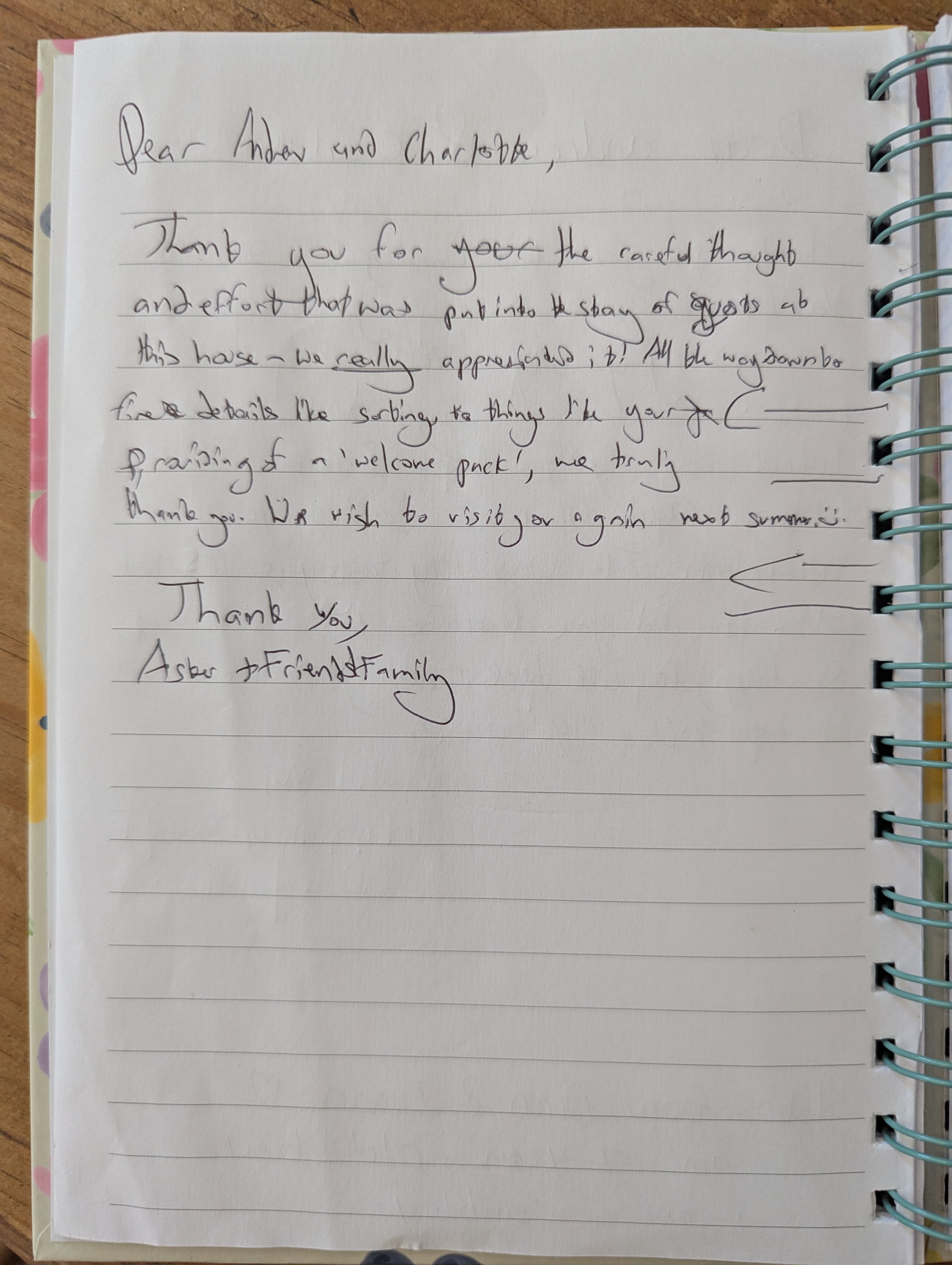 Guest book entry from Asbe and friends