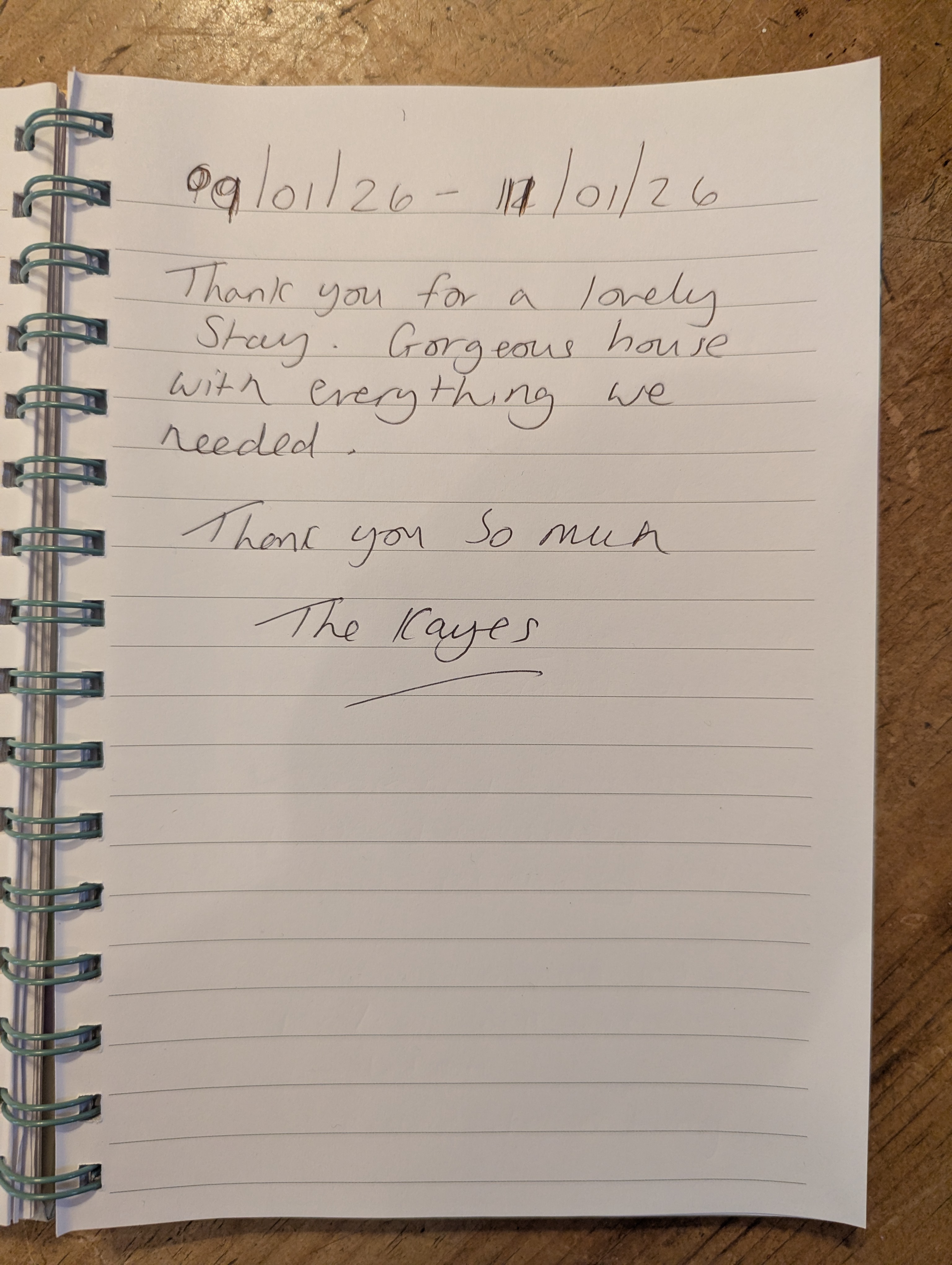 Guest book entry from the Kayes