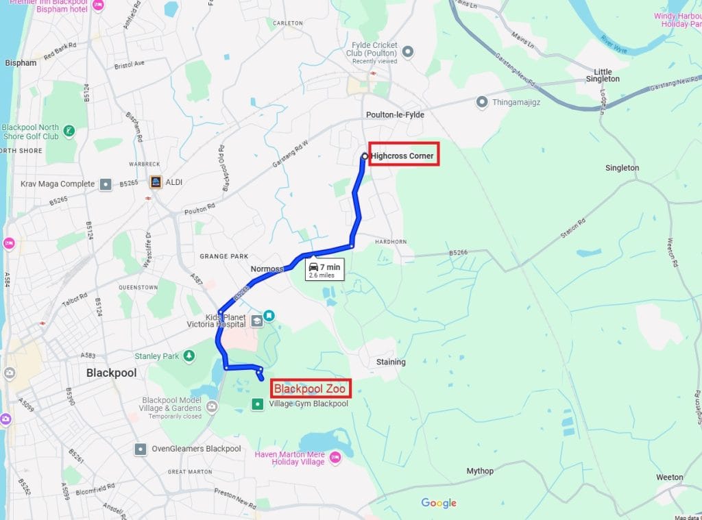 Blackpool Zoo location